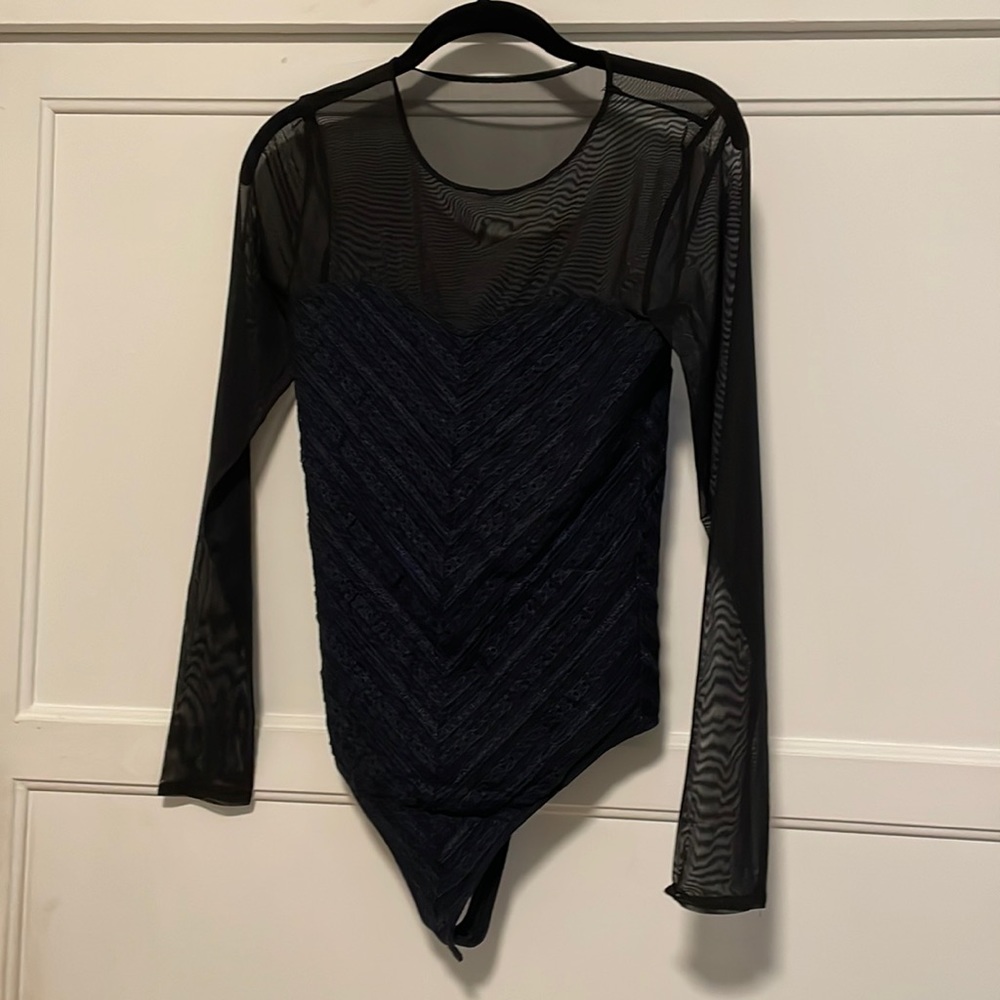 Abercrombie & Fitch black mesh and lace bodysuit.
